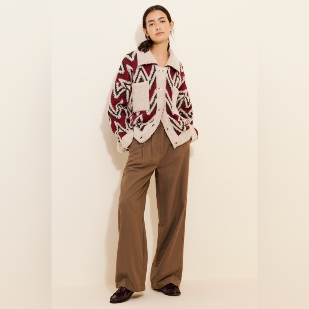 Flat White Button Up Sherpa Jacket - image 4